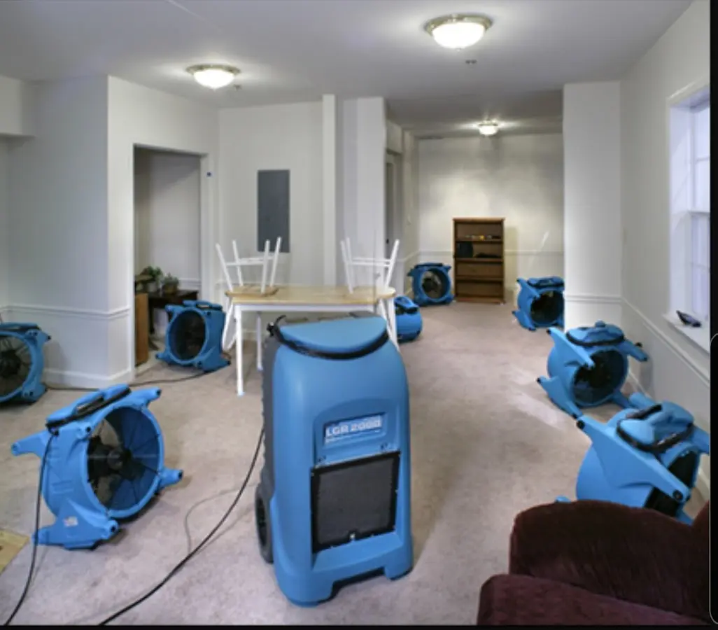 Air movers and dehumidifier setup for Water Extraction & Removal in Cheney